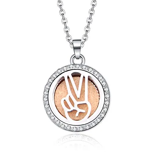 MEGATO Rhinestone Aromatherapy Locket Necklace for Women - Trendy Perfume Diffuser Pendant