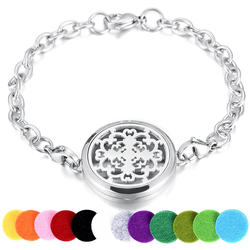 Memorial Jewelry Aromatherapy Essential Oil Perfume Stainless Steel Bangle Bracelet with Locket