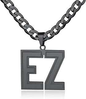 Men Personalized Name Necklace - 18/20/22/24/26/28/30' Length, 316L Stainless Steel/18K Gold Plated/Black