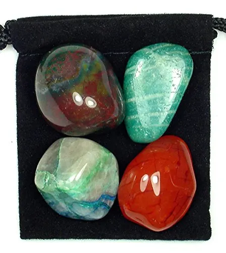 Metabolism Control Tumbled Crystal Healing Set - Amazonite, Bloodstone, Carnelian, Sodalite