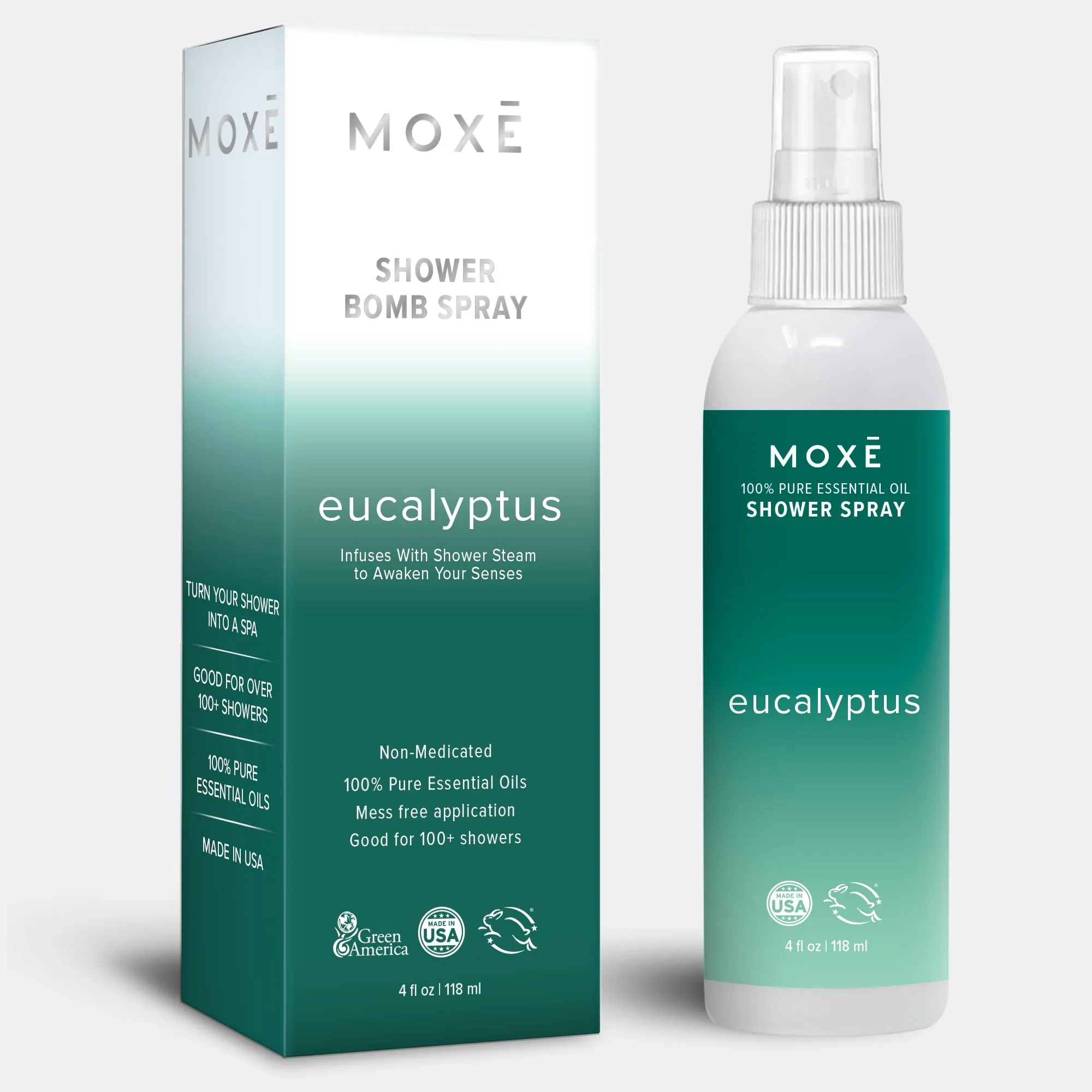 MOXE Eucalyptus Oil Shower Mist, 100% Essential Oils, Sinus Relief, 4oz Aromatherapy Spray