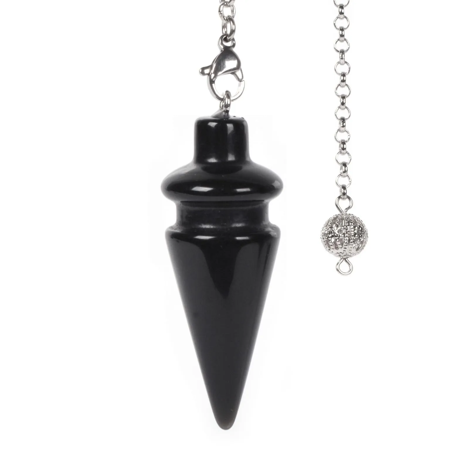 Natural Black Obsidian Crystal Healing Pendulum 45mm for Dowsing & Chakra Balancing