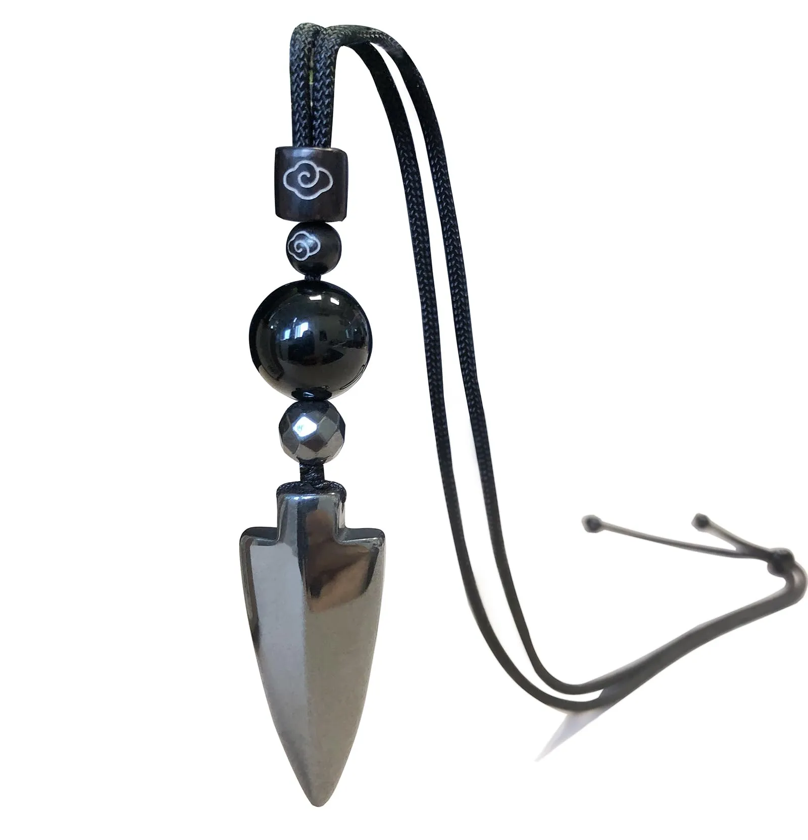 Natural Black Tourmaline Bullet Pendant Necklace with Hematite - Feng Shui Chakra Jewelry