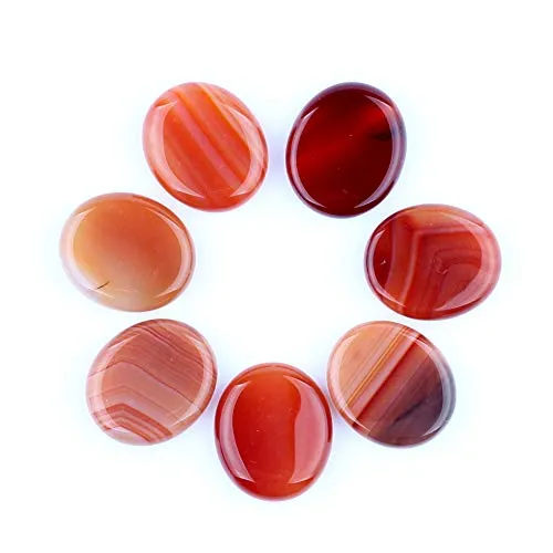 Natural Carnelian Palm Stones Set of 7