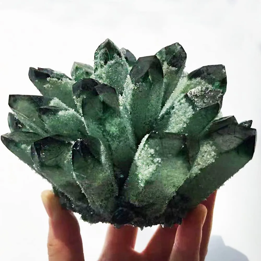 Natural Crystal Cluster Clear Quartz & Green Ghost Amethyst Healing Ornament (1.98-2.2lb)