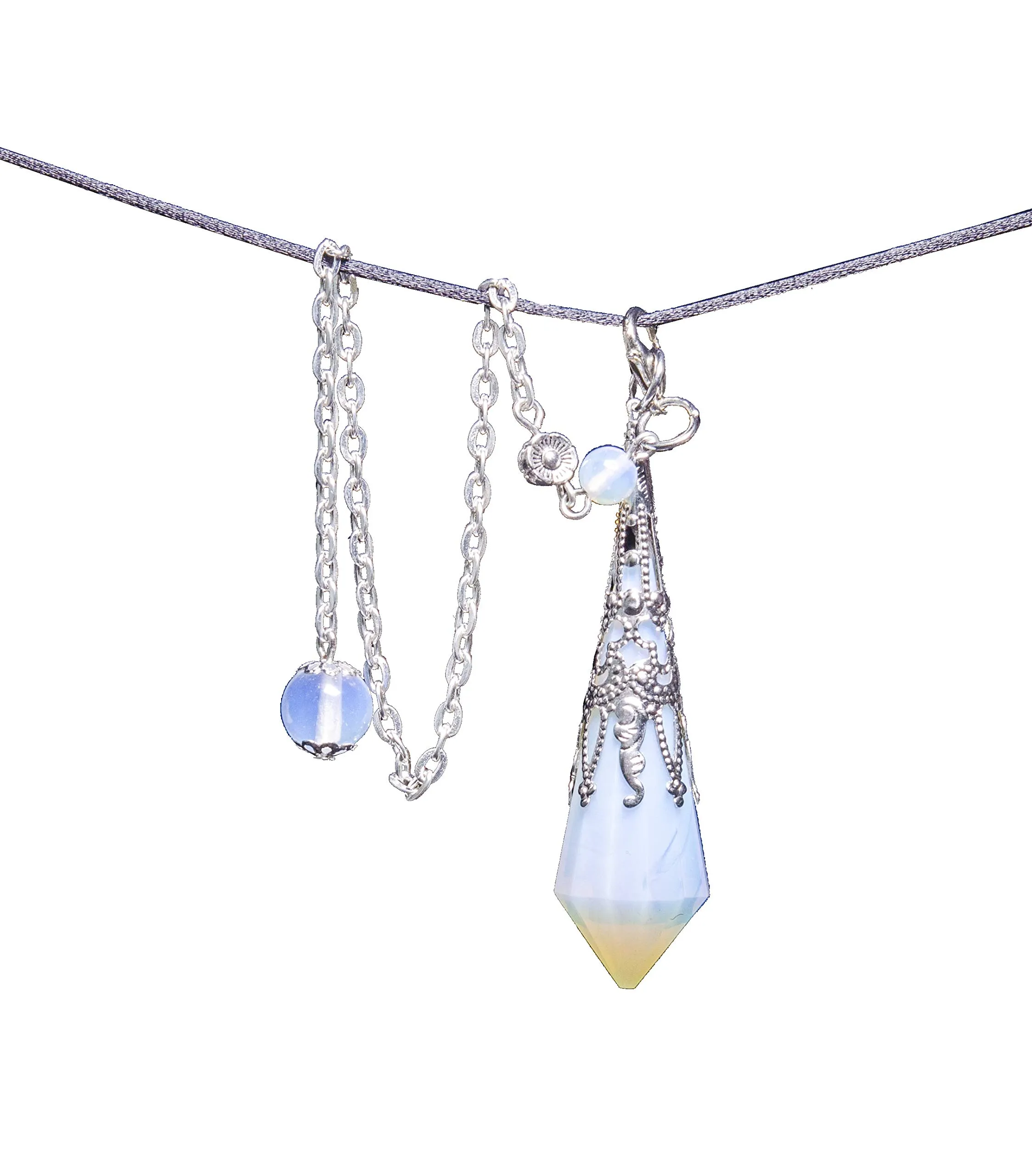 Natural Crystal Quartz Pendulum Pendant Dowsing Tool - Chakra Reiki Meditation - yippee