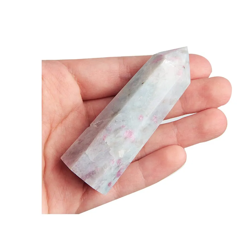 Natural Pink Tourmaline Tower Quartz Crystal Point Obelisk Wand 7-8cm Healing Gift