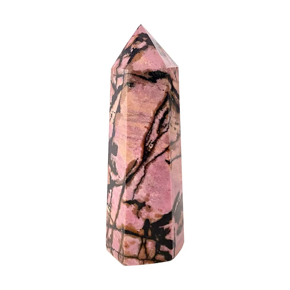 Natural Rhodonite Tower Healing Wand 8-9cm