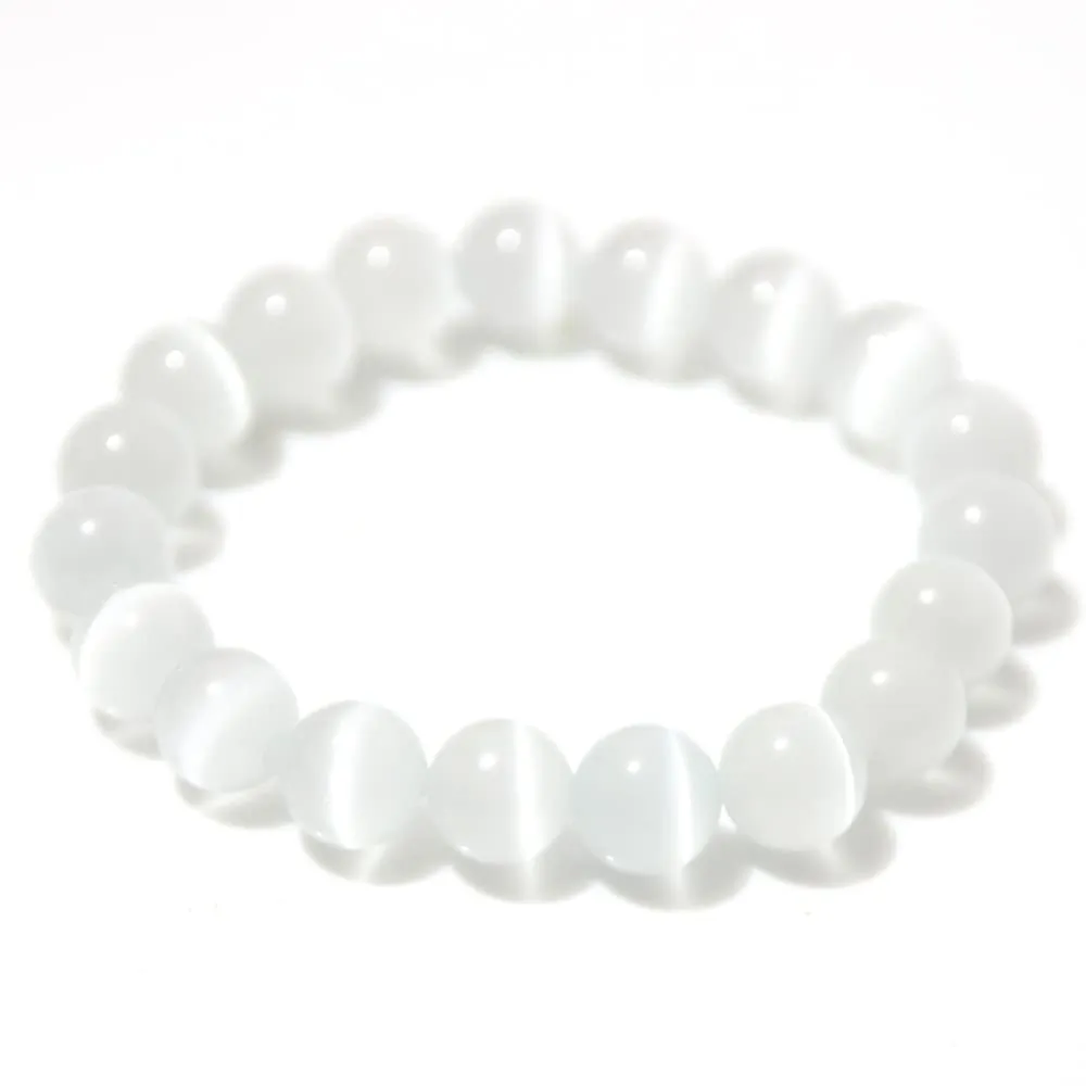 Natural Selenite Bracelet 8mm Healing Crystal Energy Stone for Spirituality & Concentration