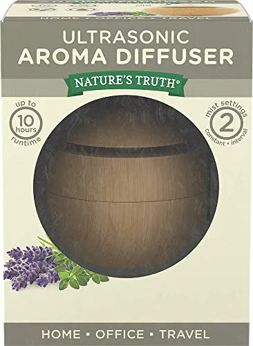 Nature's Truth Ultra-Sonic Aromatherapy Wood-Look Diffuser with USB Adapter, 2 Mist Settings