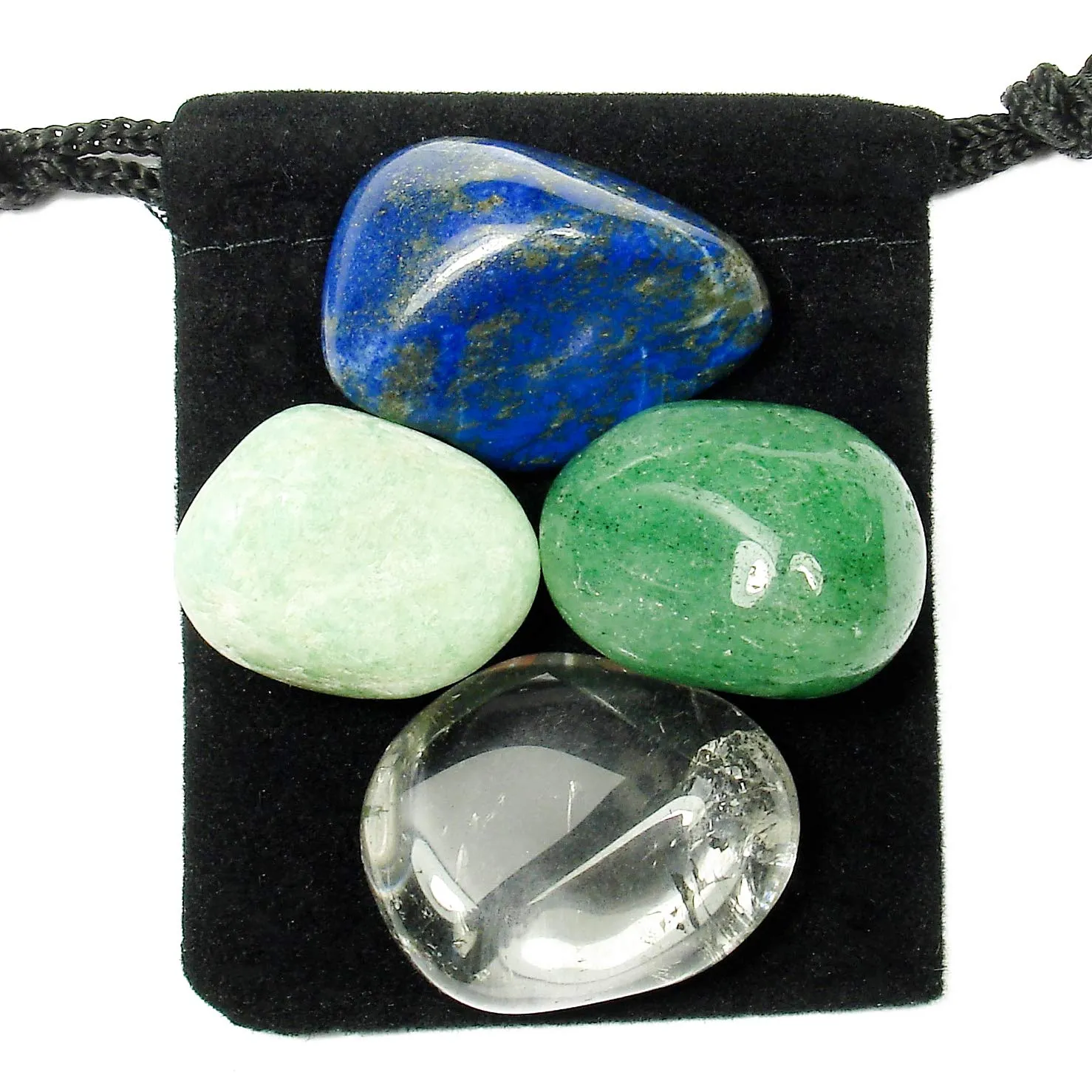 NERVOUS SYSTEM Tumbled Crystal Healing Set - Amazonite, Aventurine, Clear & Smoky Quartz