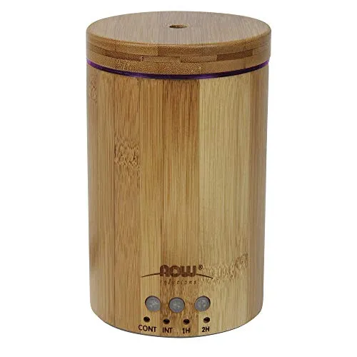 NOW Essential Oils Bamboo Ultrasonic Aromatherapy Diffuser, Quiet, LED Lights, 150ml Capacity