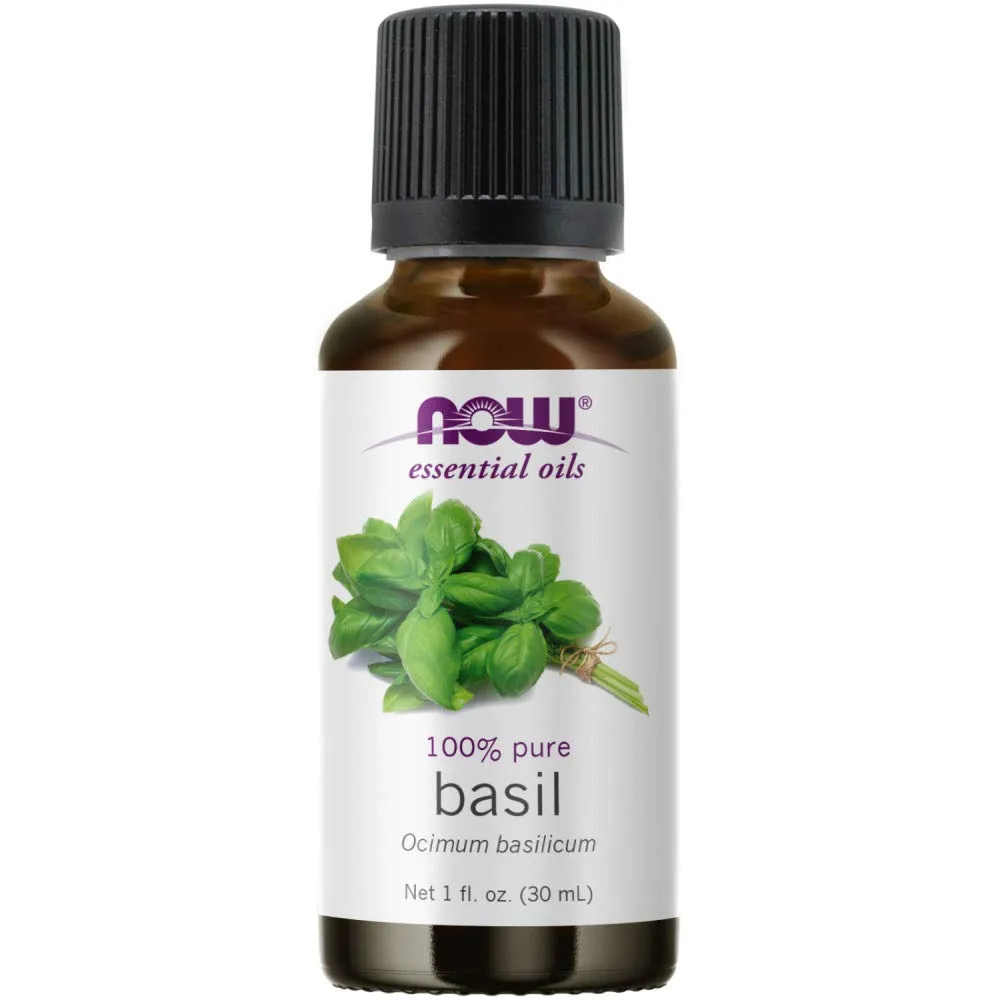 NOW Essential Oils Basil Oil 100% Pure Vegan Energizing Aromatherapy Scent 1-Ounce