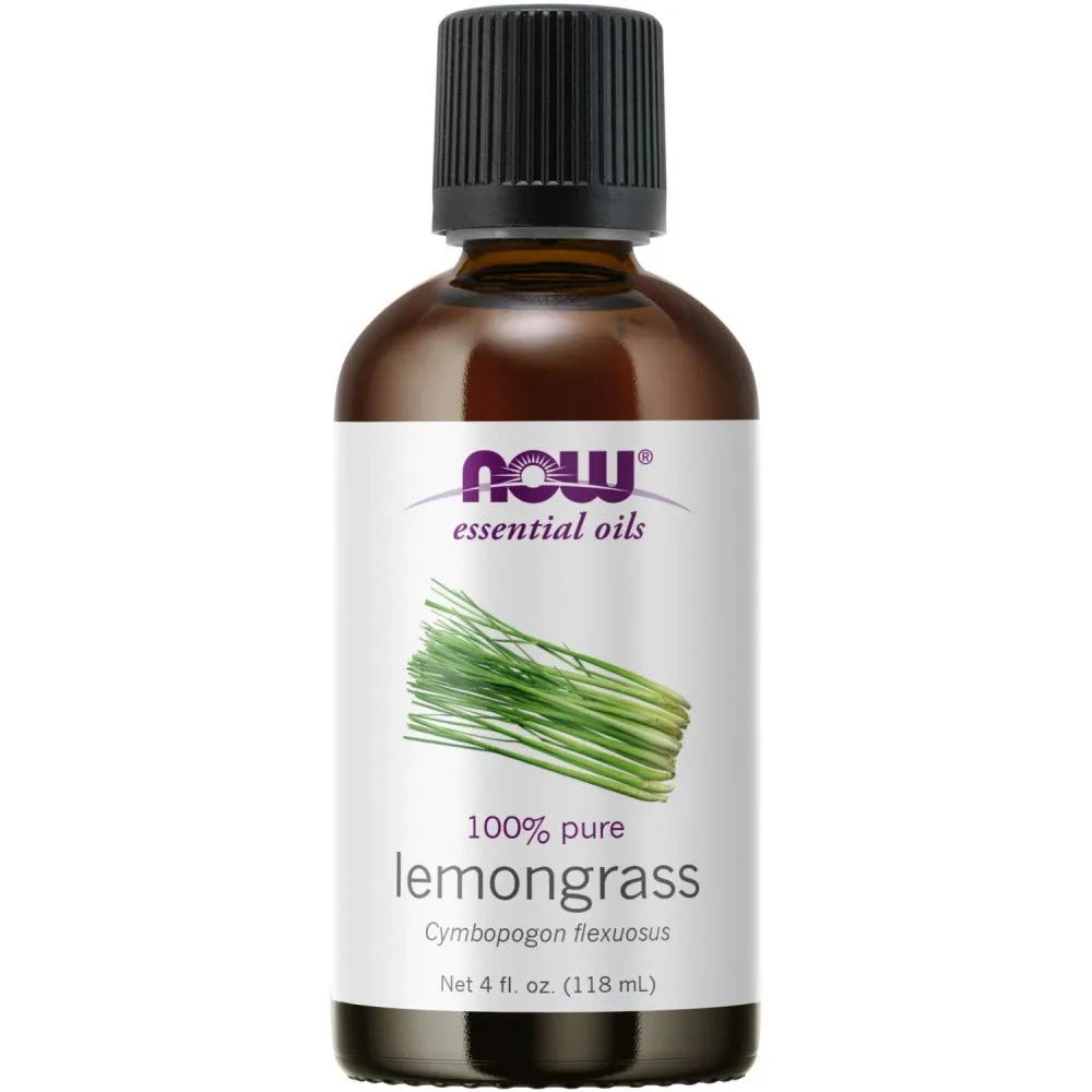 NOW Essential Oils Lemongrass Oil 100% Pure Vegan 4-Ounce Uplifting Aromatherapy Scent