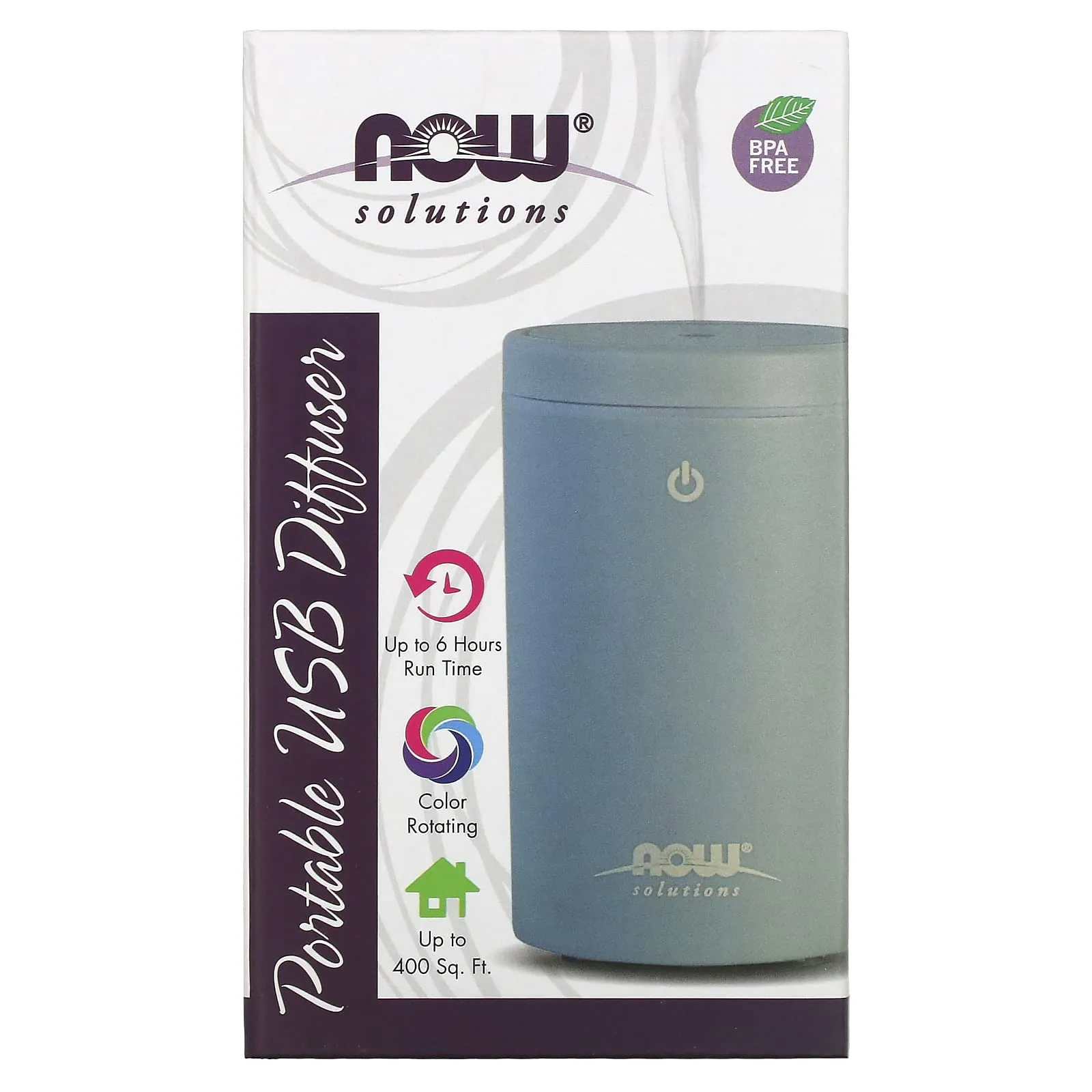 NOW Portable USB Ultrasonic Aromatherapy Oil Diffuser - Extremely Quiet, Travel-Friendly Design