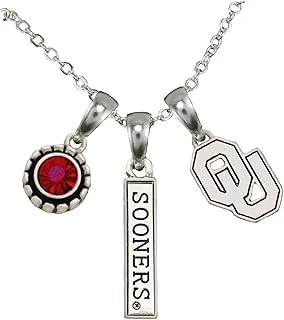 Oklahoma Sooners Red Crystal Silver Chain Necklace - Licensed Jewelry for Fans