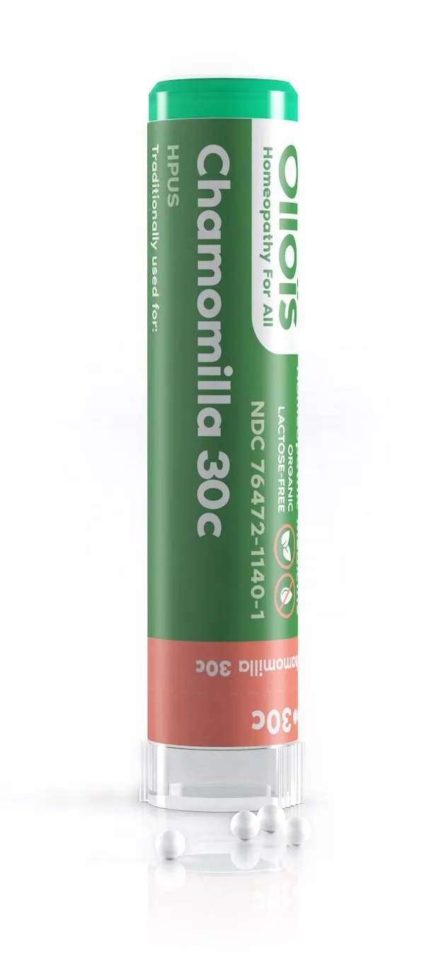 OLLOIS Chamomilla 30c Organic Homeopathic Medicine, Lactose-Free, 80 Pellets for Restlessness