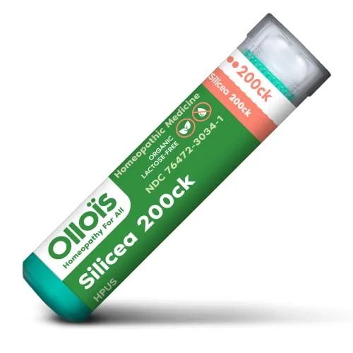 OLLOIS Silicea 200ck Organic & Lactose-Free Homeopathic Medicine, 80 Pellets for Health