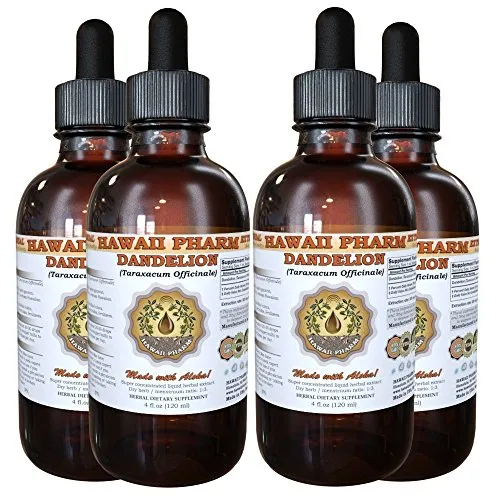 Organic Dandelion Tincture Supplement - Hawaii Pharm, 4x4 oz, High-Quality Liquid Extract