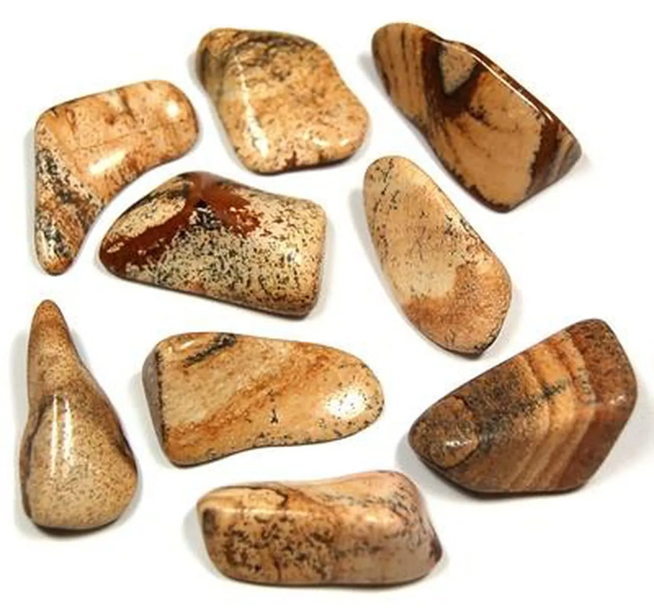 Pachamama Essentials Picture Jasper Tumbled Healing Stone 20-25mm for Sacral Chakra Balance