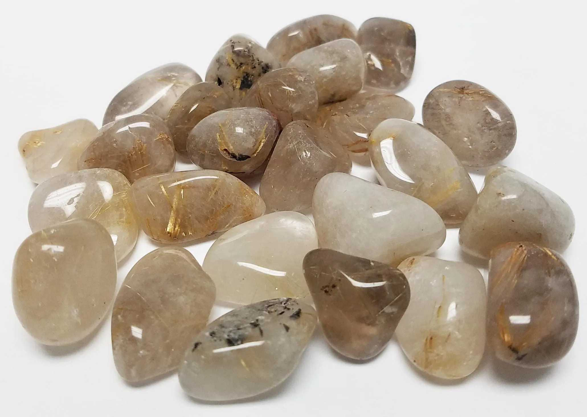 Pachamama Essentials Rutilated Quartz Tumbled Healing Stone 20-25mm for Meditation and Energy