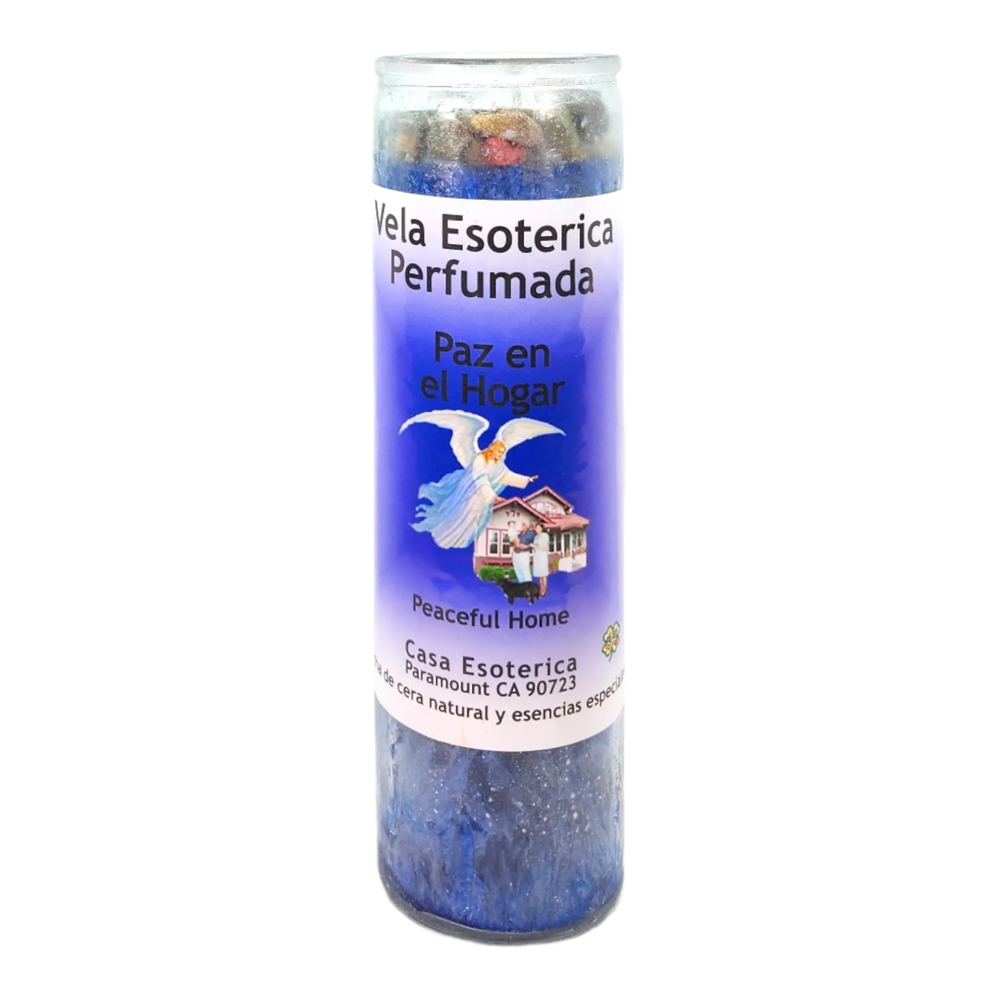 Peaceful Home Palm Wax Spiritual Intention Spell Candle - Blue