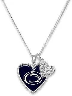 Penn State Amara Crystal Heart Silver Chain Necklace - PSU Blue Jewelry Gift