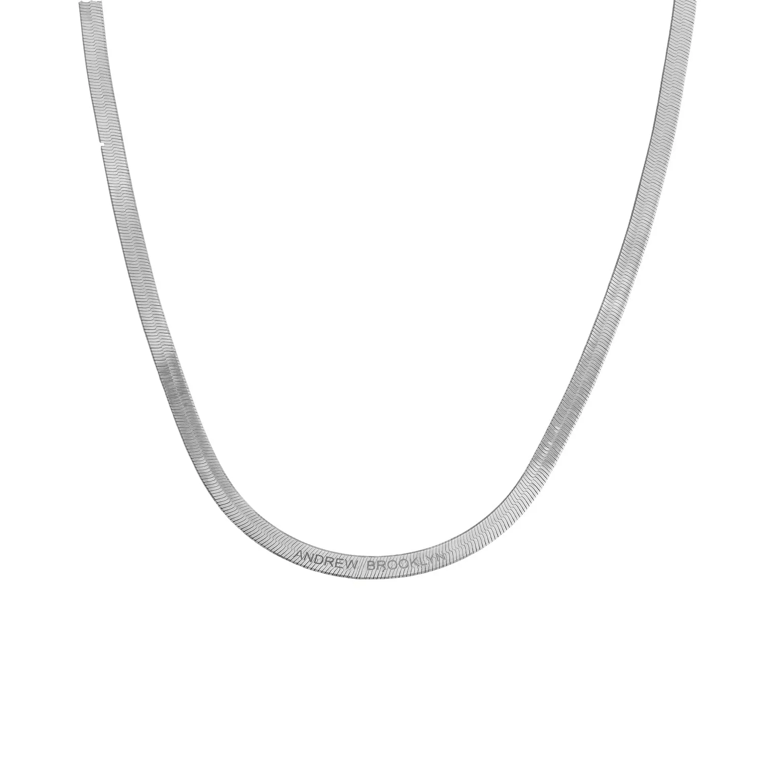 Personalized Engraved Herringbone Necklace in 0.925 Sterling Silver & 18K Gold Vermeil