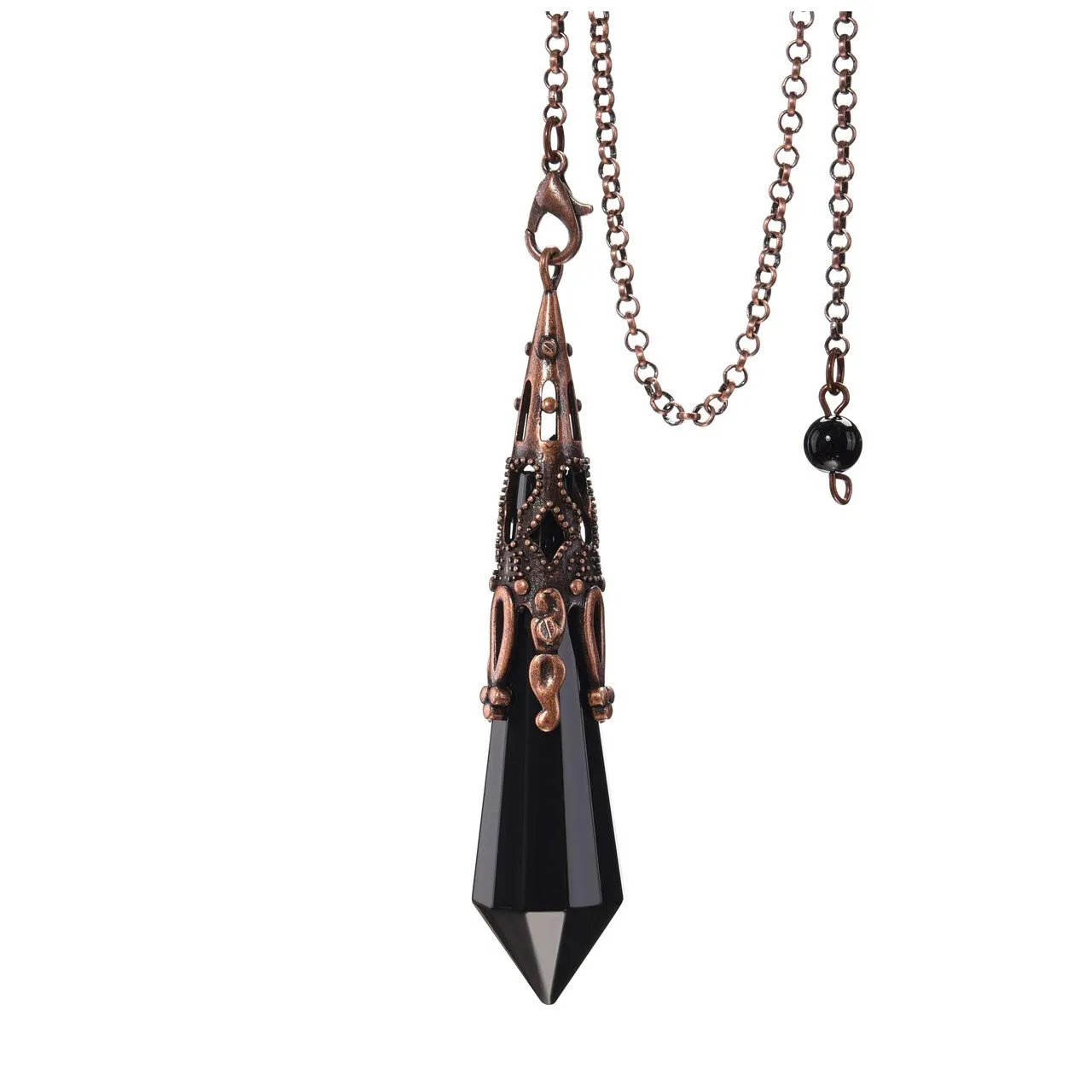 PESOENTH Black Obsidian Crystal Pendulum with Chain for Healing, Scrying, and Divination