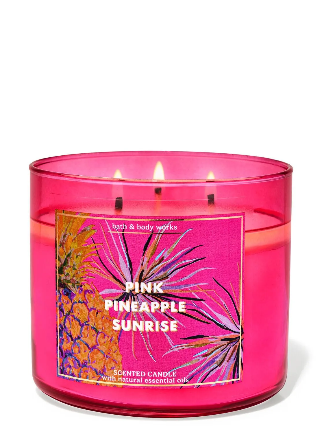 Pink Pineapple Sunrise 3-Wick Candle 14.5 Oz - Aromatherapy, Long-Lasting, Elegant Glass Jar