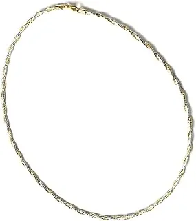 Platinum and Gold Plated Sterling Silver 16-Inch Twisted Rope Chain Necklace