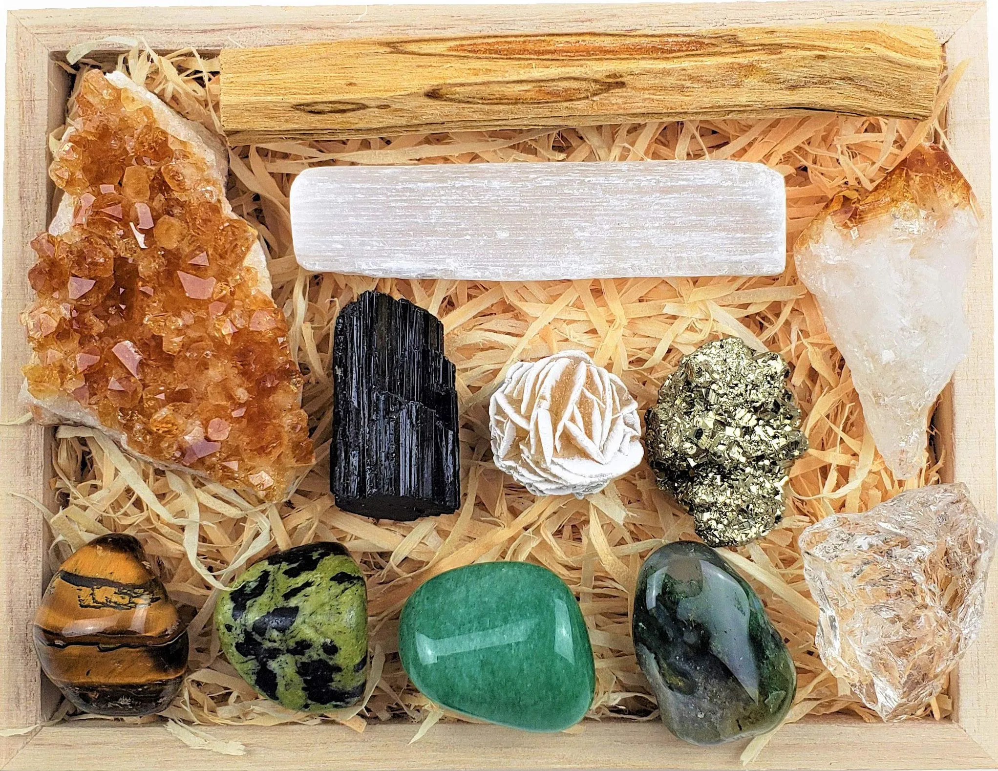 Premium Abundance and Prosperity Crystal Kit - Black Tourmaline, Citrine, Selenite, Tiger Eye