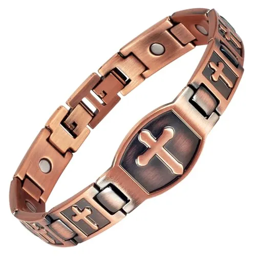 Pure Copper Magnetic Bracelet for Men, Adjustable 3500 Gauss, Hypoallergenic Jewelry Gift