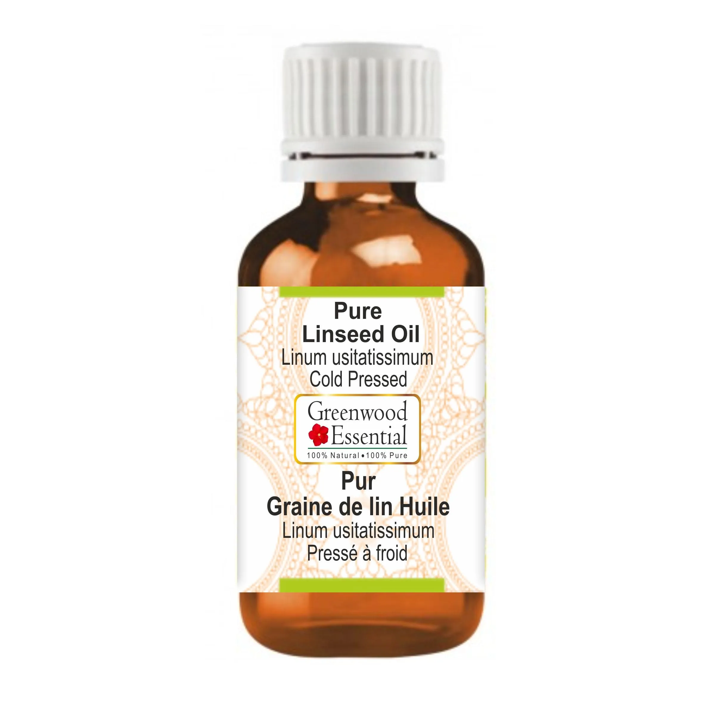 Pure Linseed Oil 100ml Cold Pressed Therapeutic Grade Natural Carrier Oil with Dropper