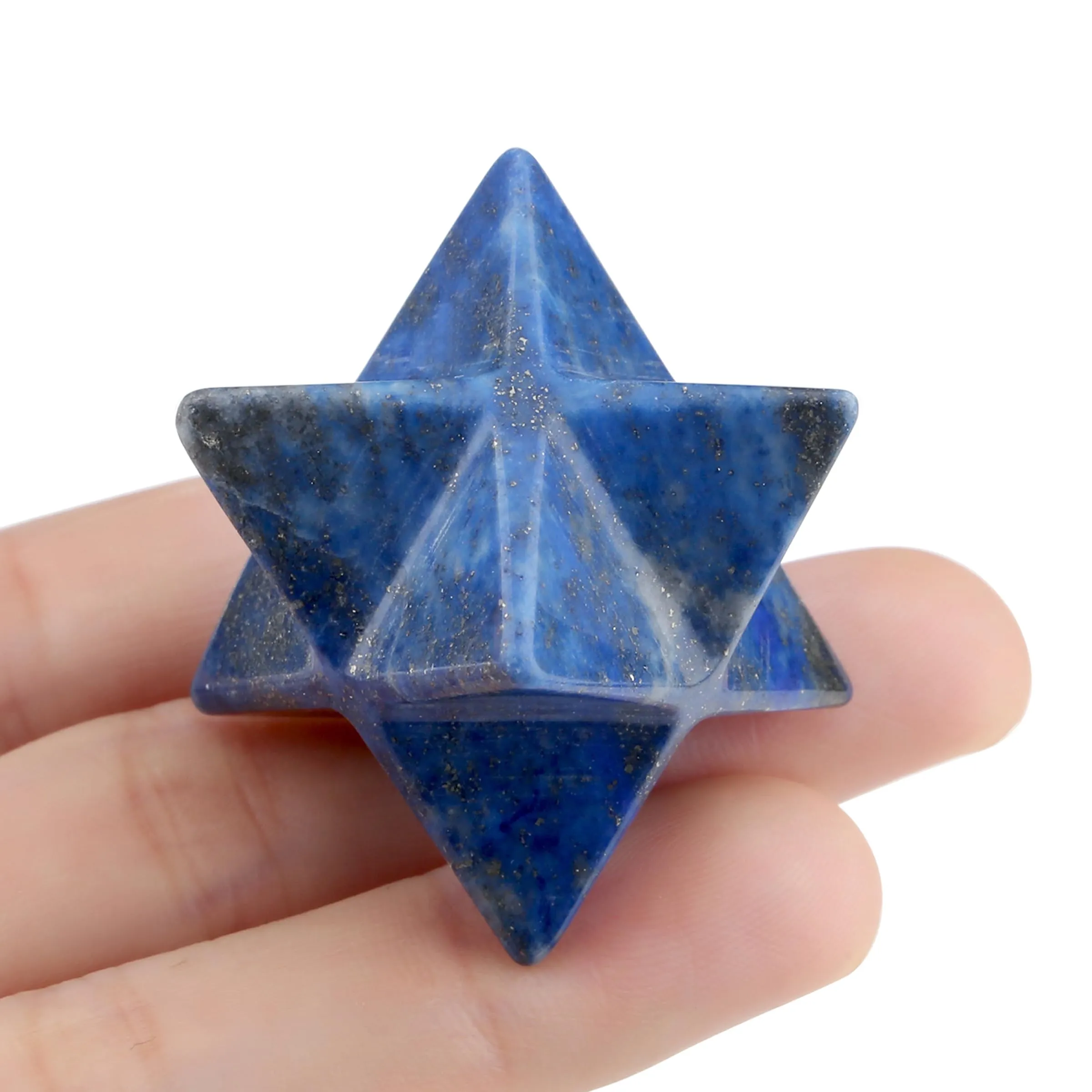 QINJEIJIE 1' Lapis Lazuli Merkaba Crystal Healing Stone for Meditation & Energy Cleansing