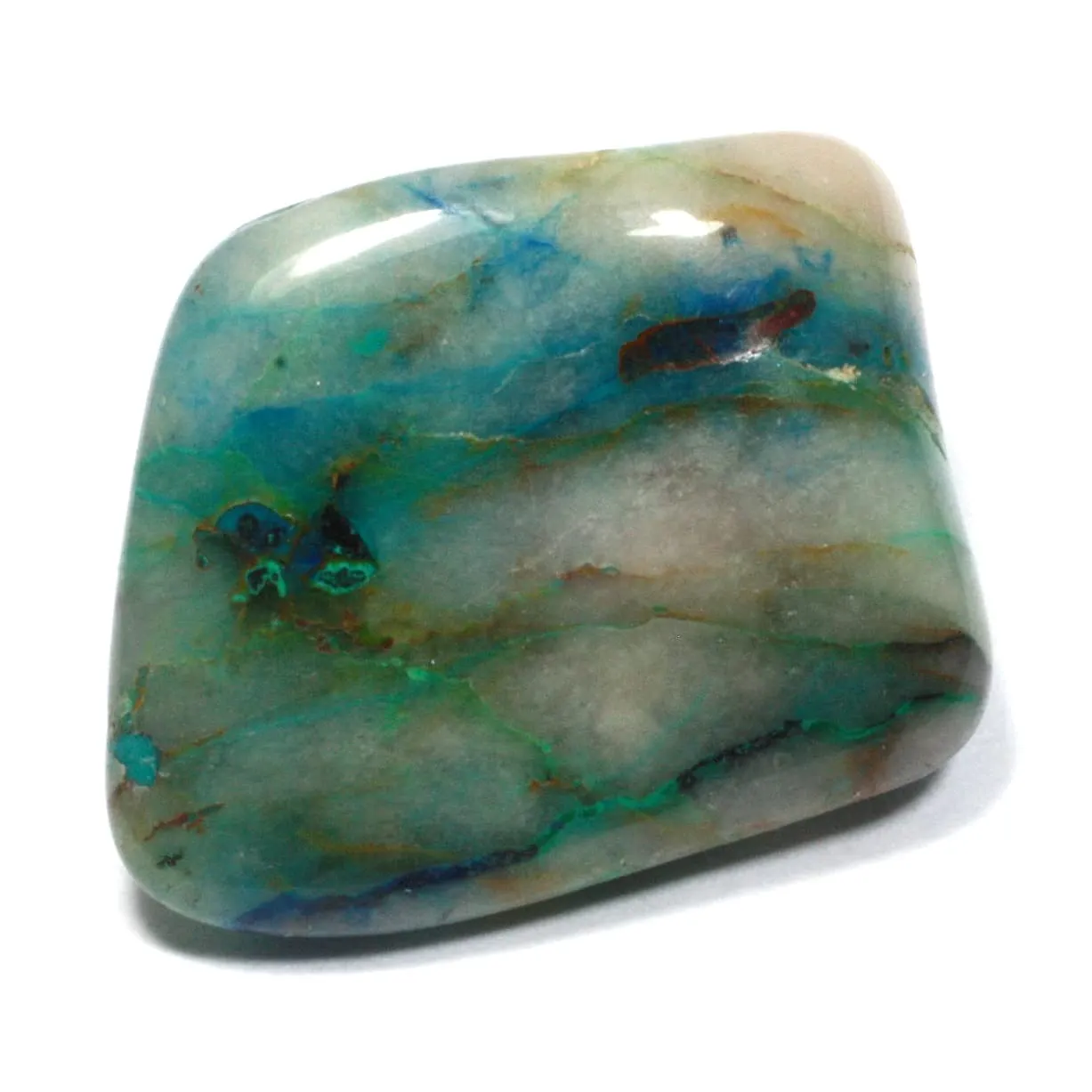 Quantum Quattro Tumble Stone - Blue-Green Chrysocolla, Malachite & Shattuckite Healing Crystal