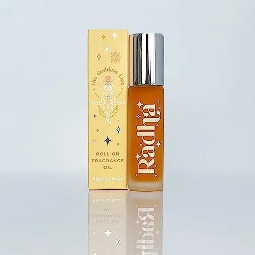 Radha 1/3 Ounce Roll-On Fragrance with Bulgarian Rose, Saffron, Cinnamon, and Sandalwood