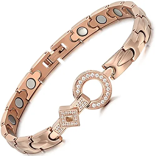 RainSo Elegant Women's Stainless Steel Magnetic Bracelet 3500 Gauss with Adjustable Gift Box