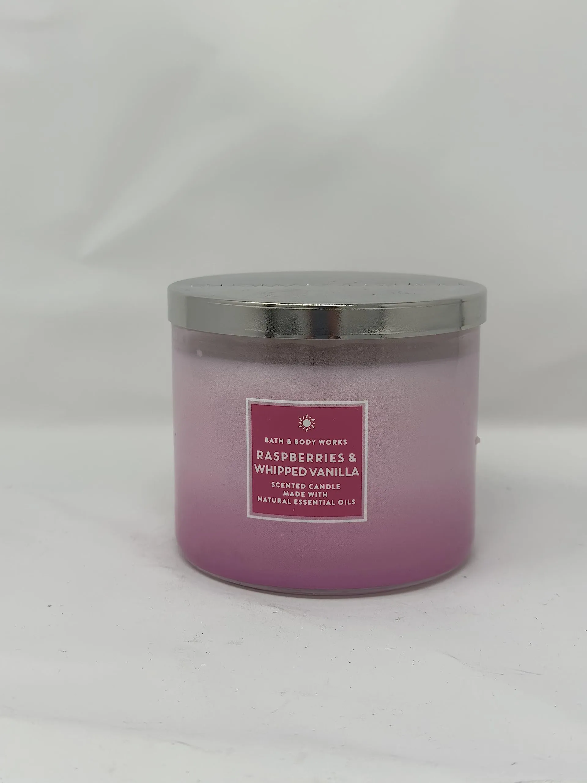 Raspberries & Whipped Vanilla 3-Wick Candle 14.5 oz - Natural Essential Oils, Lead-Free Wicks