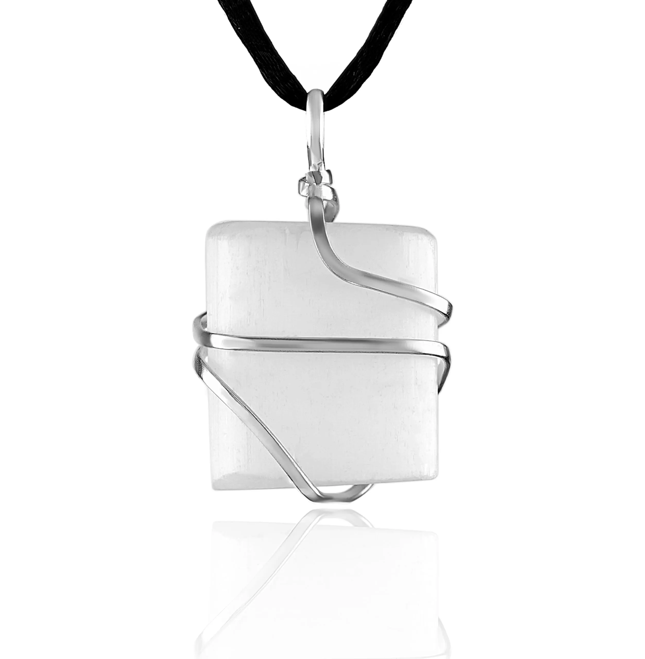 Raw Selenite Crystal Healing Necklace - Crown Chakra Balances Energy, Aids Insight & Purifies