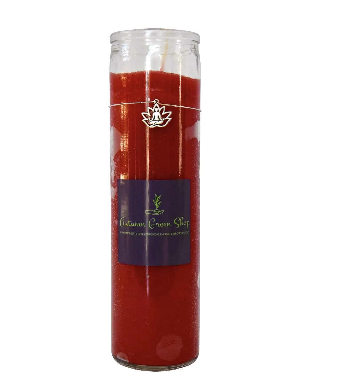 Red Candle with Lotus Yoga Charm - Meditation, Spiritual, Love, Vitality, Confidence, Adventure