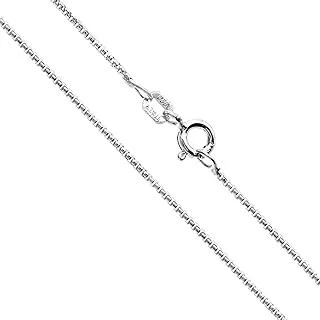 Rhodium Plated 925 Sterling Silver 26-Inch Box Chain Italian Necklace for Women