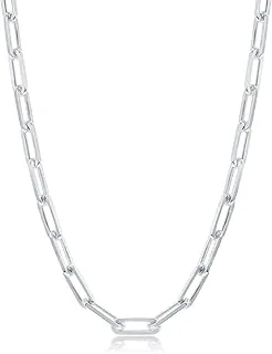 Rhodium Plated 925 Sterling Silver Paperclip Chain 2.5-3.5mm for Men and Women