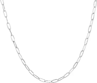 Rhodium Plated Paperclip Chain Necklace