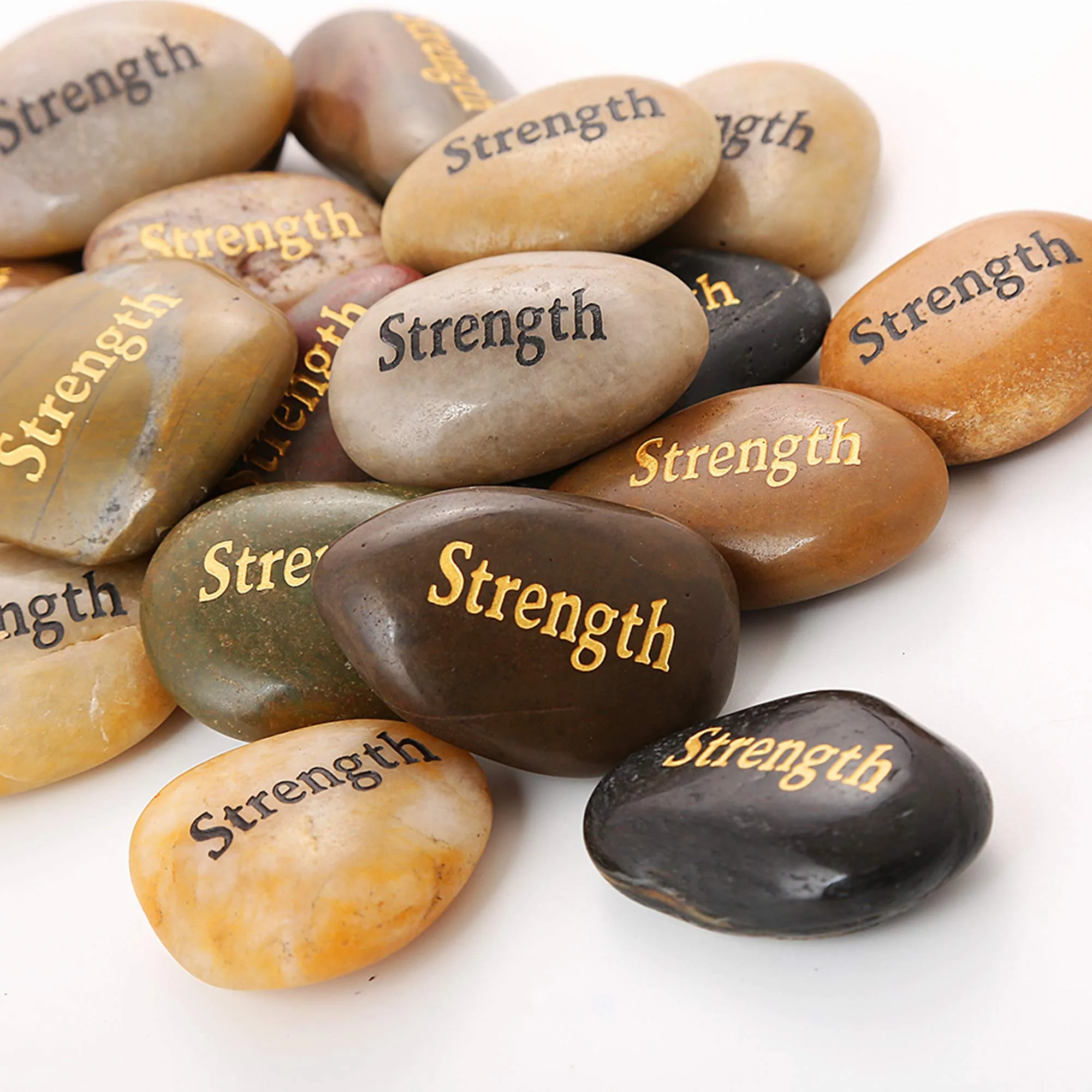 ROCKIMPACT 50PCS Engraved Inspirational Stones, 2'-3' Healing Rocks for Encouragement & Strength