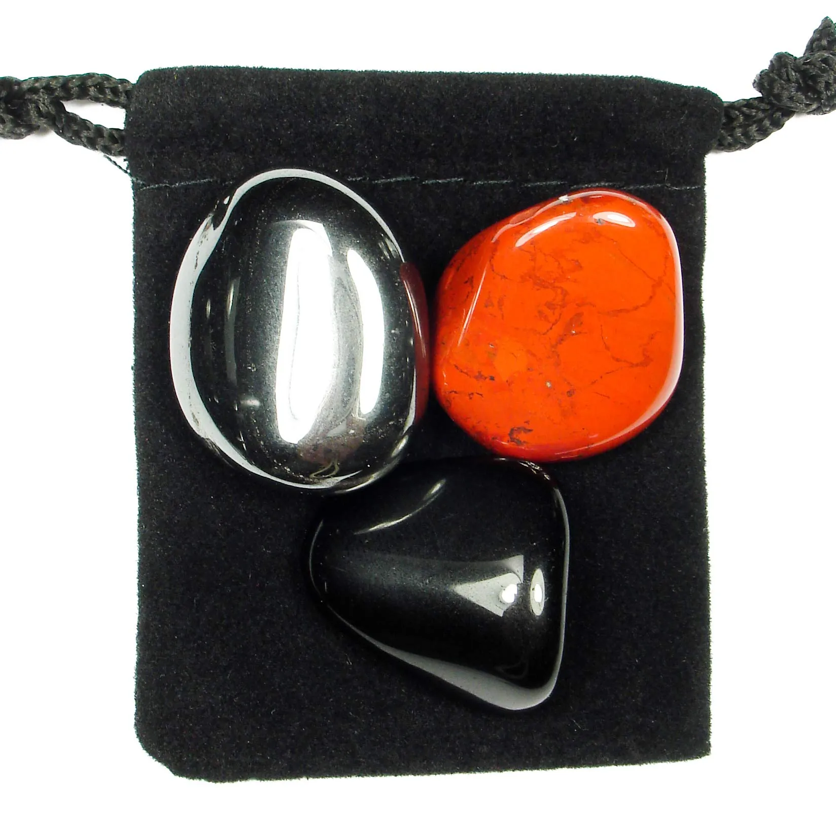 ROOT CHAKRA Tumbled Crystal Healing Set with Hematite, Obsidian & Red Jasper Gemstones