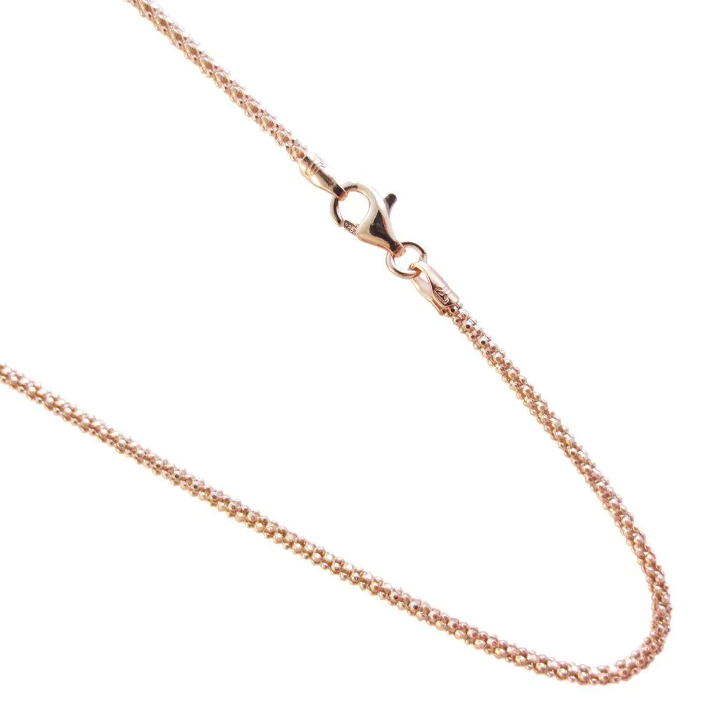 Rose Gold Plated Sterling Silver Chain Necklace 14-30 Inches, High Polish, Lobster Clasp