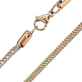 Rose Gold Stainless Steel 2.3mm 19-Inch Wheat Chain Necklace Spiga Franco Style