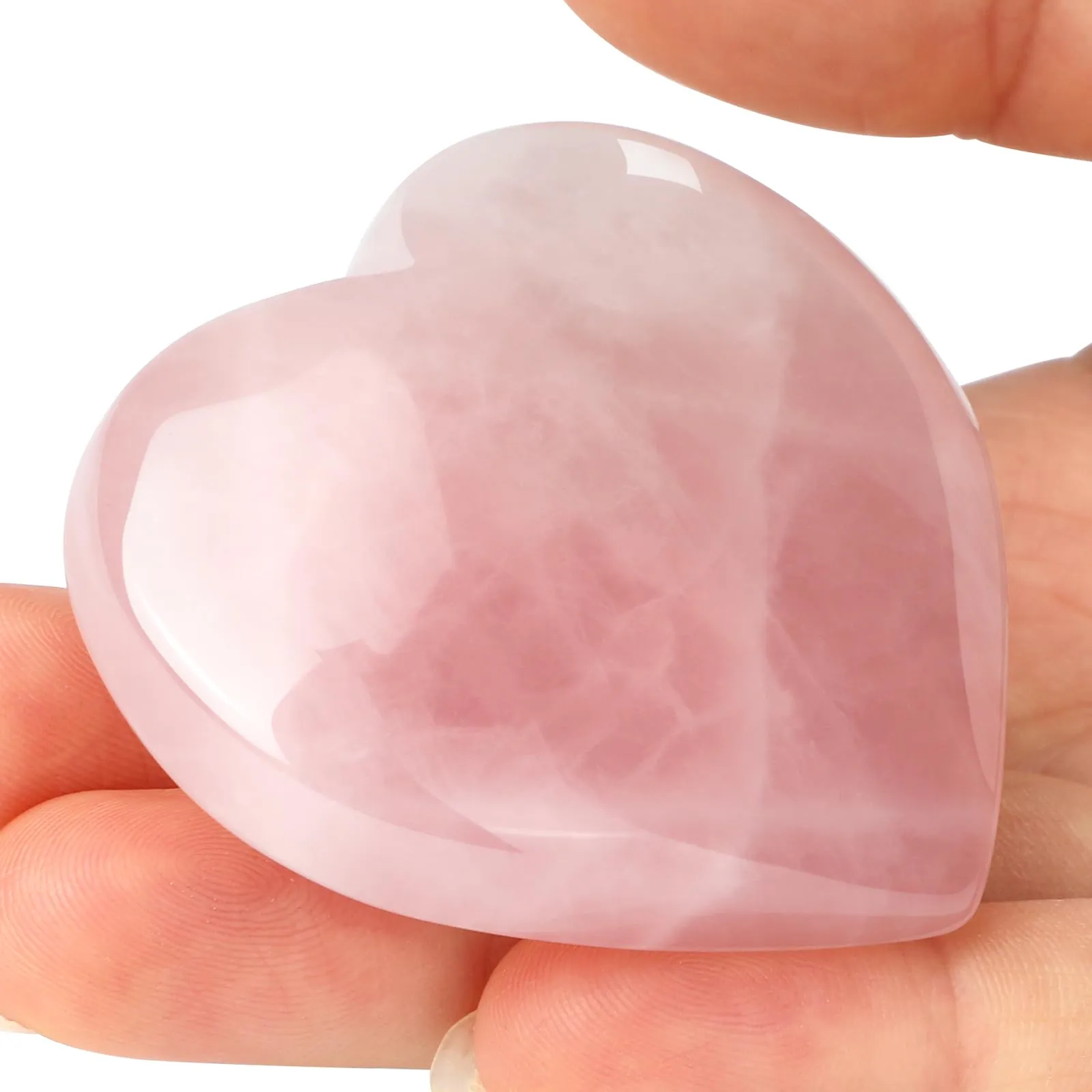 Rose Quartz Crystal Heart 45mm Healing Stone for Love, Spirituality & Anxiety Relief