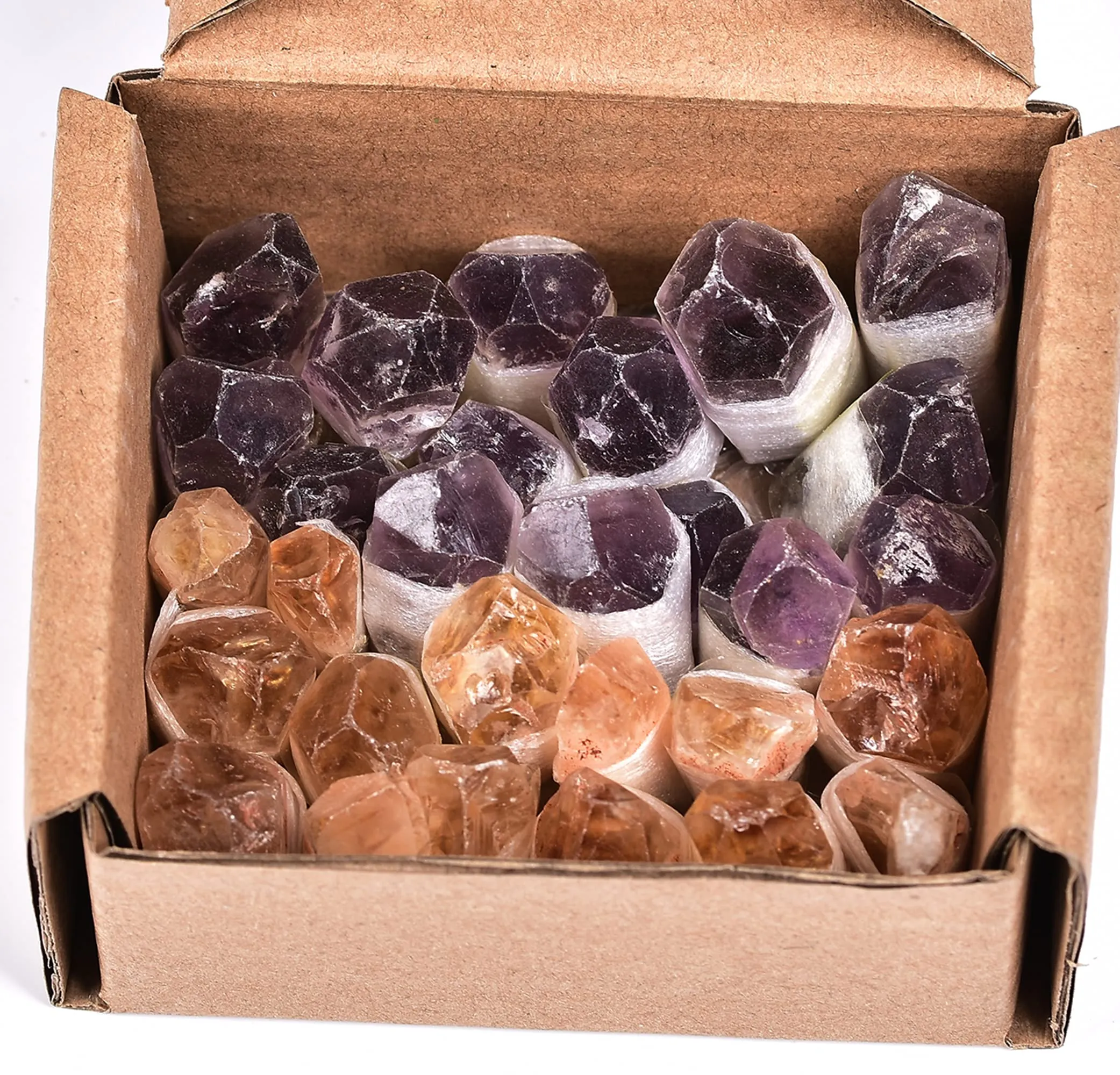 Rough Natural Citrine & Amethyst Crystal Points - 24-30 Pieces, 0.4-0.5 Lbs Healing Stones